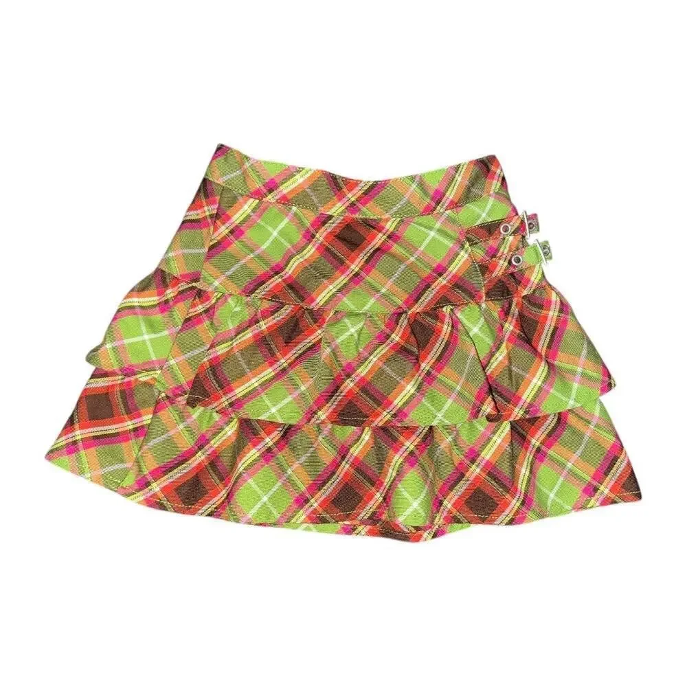 The Childrens Place size small/6X/7 colorful green plaid mini boden ruff…​​